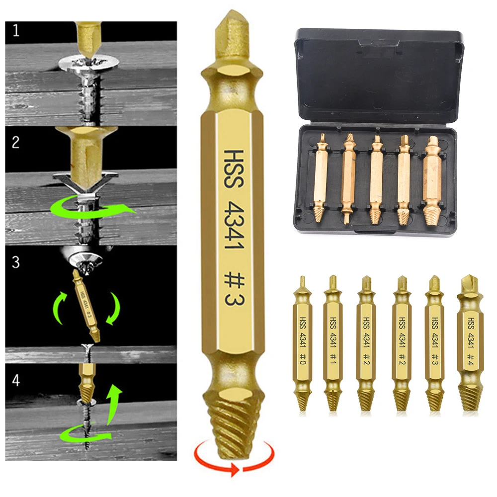 4/5/6Pcs Damaged Screw Extractor Drill Bit Double Side Drill Out Broken Screw Bolt Remover Extractor Tools Set Easily Take Out
4/5/6Pcs Damaged Screw Extractor Drill Bit Double Side Drill Out Broken Screw Bolt Remover Extractor Tools Set Easily Take Out