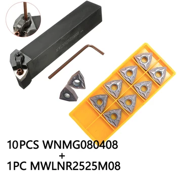 10pcs WNMG080408 Inserts Set External Holder MWLNR Turning Tool Cutting Carbide Insert 1pcs MWLNR2525M08 150mm For Lathe
10pcs WNMG080408 Inserts Set External Holder MWLNR Turning Tool Cutting Carbide Insert 1pcs MWLNR2525M08 150mm For Lathe