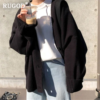 RUGOD Korean chic knitted women cardigan 2019 Vintage single-breasted knitted oversized sweater coat Fashion auturm knitwear
RUGOD Korean chic knitted women cardigan 2019 Vintage single-breasted knitted oversized sweater coat Fashion auturm knitwear