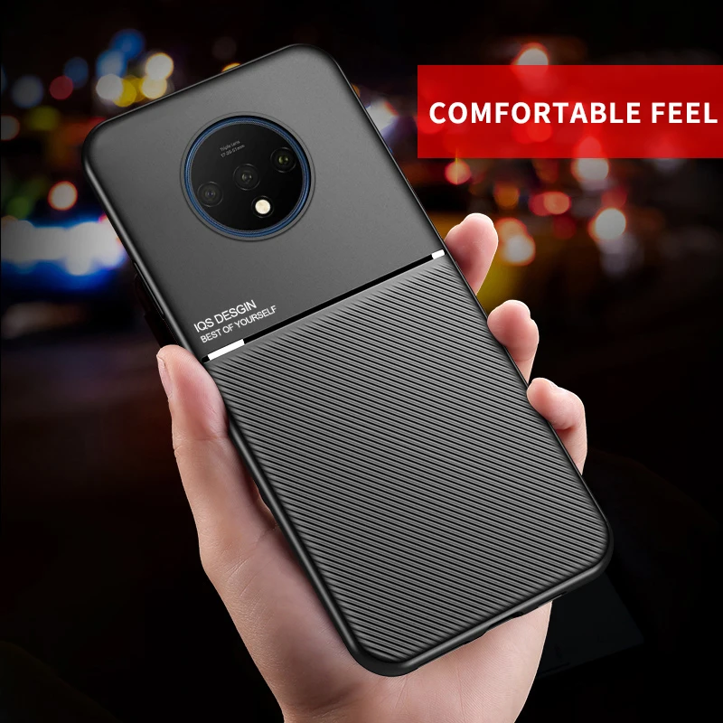 Фото Car Magnetic 2 in 1 Twill Case For Oneplus 7 7T Luxury Soft Silicon TPU Back Cover for Pro Anti-fingerprint | Мобильные телефоны и