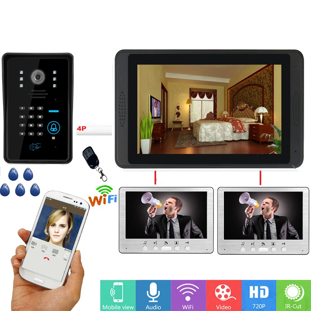 RFID Password Access APP Remote Unlock Video Intercom 7 Inch Monitor Wifi Wireless Video Door Phone Doorbell Visual Intercom KIT
RFID Password Access APP Remote Unlock Video Intercom 7 Inch Monitor Wifi Wireless Video Door Phone Doorbell Visual Intercom KIT
