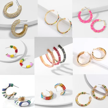 Fashion Multicolor Big Circle Metal Enamel Hoop Earring Women Simple Geometry Polygon HUGGIE Earring Crystal Charm Party Jewelry
Fashion Multicolor Big Circle Metal Enamel Hoop Earring Women Simple Geometry Polygon HUGGIE Earring Crystal Charm Party Jewelry