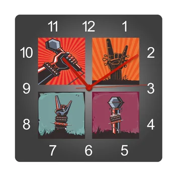 Rock Music Design Home Decor Non Ticking Wall Clocks Microphone Guitar Retro Style Heavy Metal Wall Hanging Watch Modern Design
Rock Music Design Home Decor Non Ticking Wall Clocks Microphone Guitar Retro Style Heavy Metal Wall Hanging Watch Modern Design