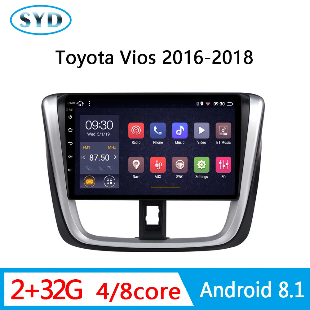 Android 8 core Автомобильный Центральный Мультимедиа для Toyota vios radio 2016 2017 2018 стерео