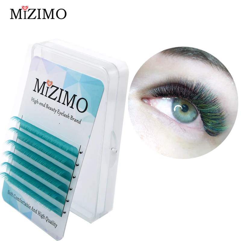 

MIZIMO Free shipping New Color grafting eyelash 0.07/0.1mm C/D 8-17mm Sea blue Artificial Mink Hair Character Eyelash Extension
