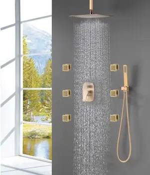 Luxury Bathroom12 Inch Ceiling Rainfall Shower System With 6 Pcs Body Spray Jet Mixer Set
Luxury Bathroom12 Inch Ceiling Rainfall Shower System With 6 Pcs Body Spray Jet Mixer Set