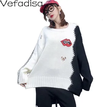 Vefadisa Lips Print Pullovers Sweater Woman 2019 Winter Thick Knitting Sweater O-Neck Black White Hit Color Sweater QYF1472
Vefadisa Lips Print Pullovers Sweater Woman 2019 Winter Thick Knitting Sweater O-Neck Black White Hit Color Sweater QYF1472
