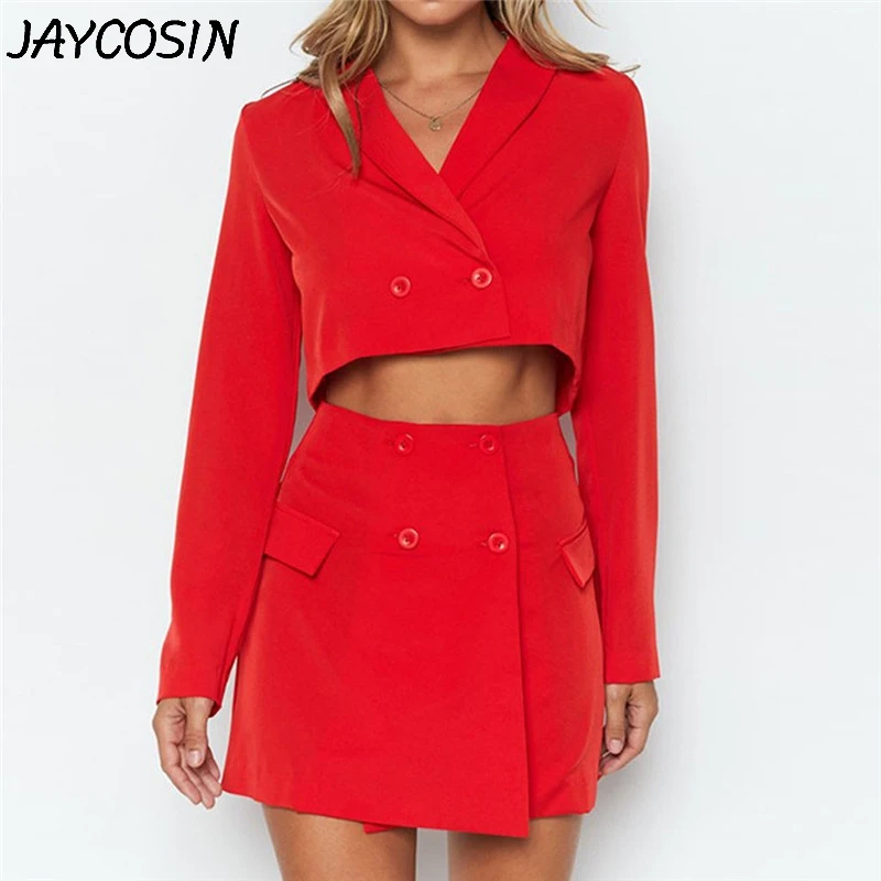 JAYCOSIN Women Suits Solid Red V Neck Slim Navel Lapel Button Pocket Temperament Blazer Suit Mini Skirt Set 2 Piece Set Outfits
JAYCOSIN Women Suits Solid Red V Neck Slim Navel Lapel Button Pocket Temperament Blazer Suit Mini Skirt Set 2 Piece Set Outfits