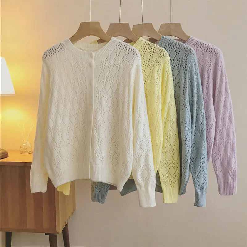 PEONFLY Spring Autumn Loose Sweater Cardigan Sweater Women Long Sleeve Casual Hollow Coat Female Cardigan Knitted Korean Top
PEONFLY Spring Autumn Loose Sweater Cardigan Sweater Women Long Sleeve Casual Hollow Coat Female Cardigan Knitted Korean Top