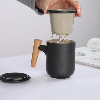300ml Ceramic Tea Filter Mug with Wood Handle Gift For Porcelain Drinkware 
300ml Ceramic Tea Filter Mug with Wood Handle Gift For Porcelain Drinkware