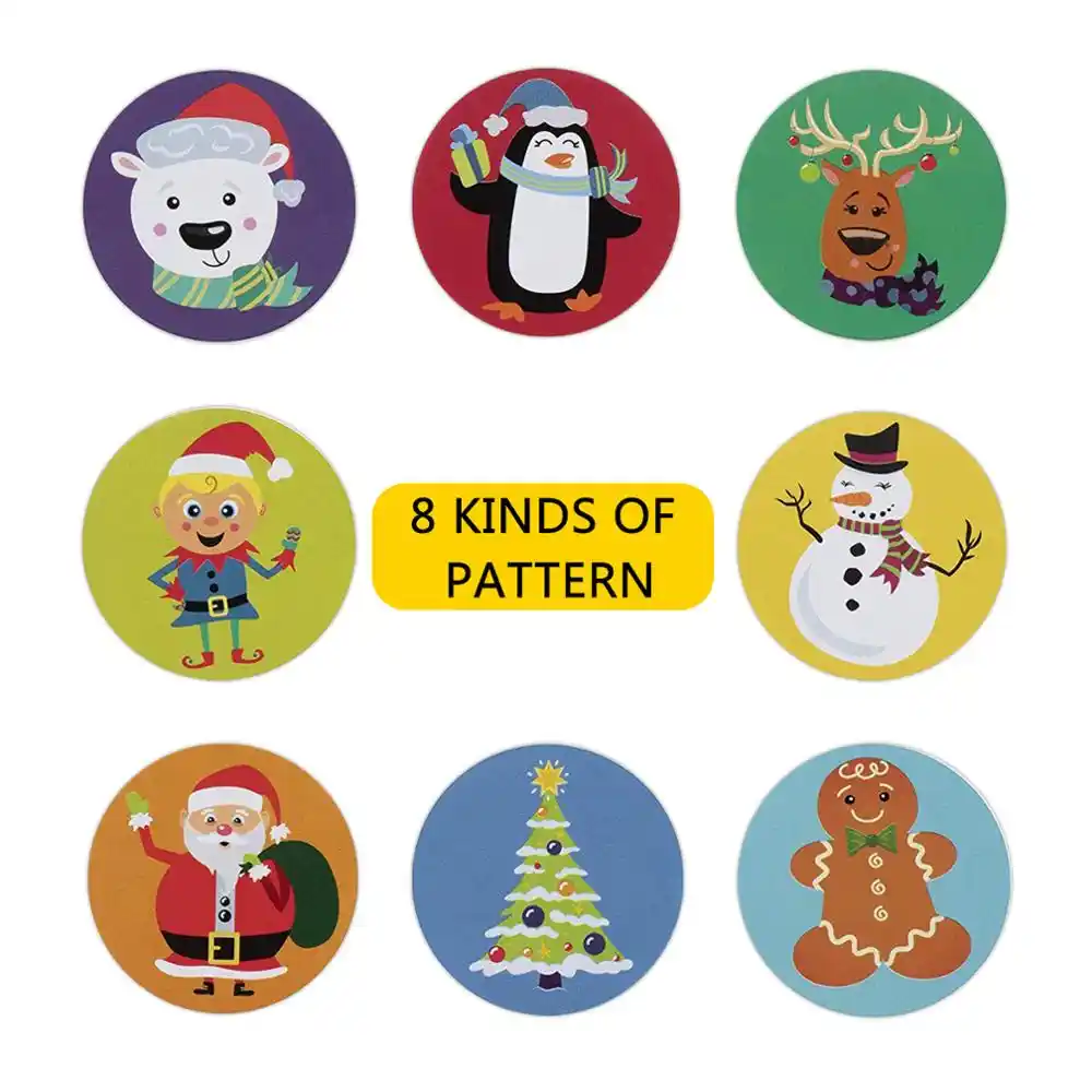 tree santa claus design paper label merry christmas cute