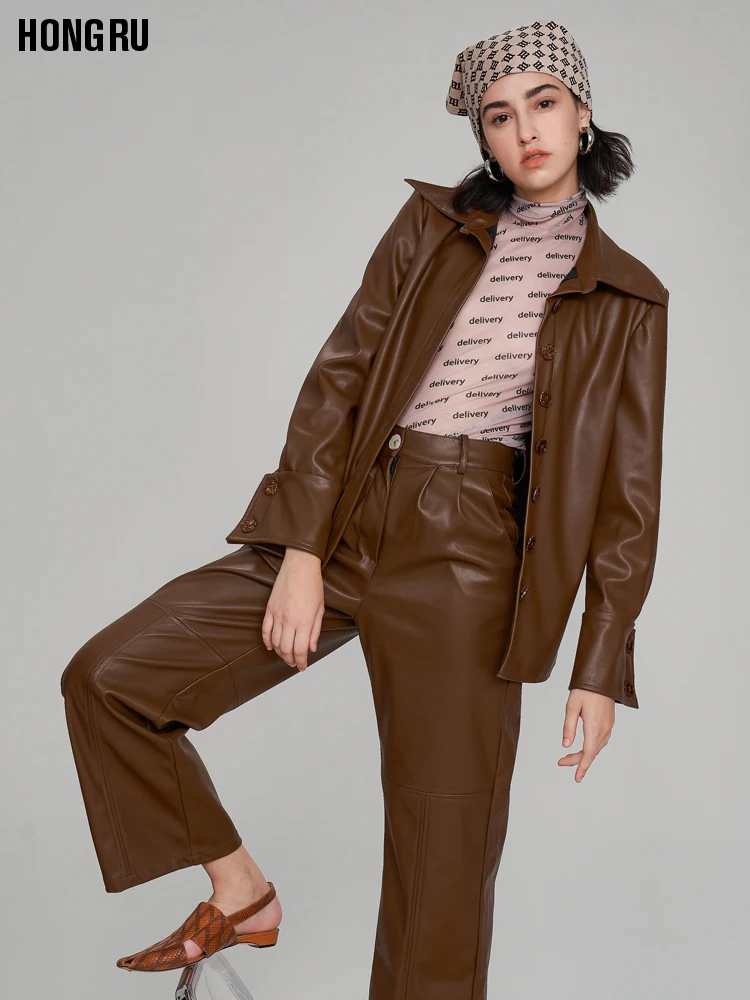 Fashion Women's Brown Pu Leather Jacket Was Thin Single Breasted Locomotive Pu Leather Jacket Female Punk Motorcyle Jacket F2360
Fashion Women's Brown Pu Leather Jacket Was Thin Single Breasted Locomotive Pu Leather Jacket Female Punk Motorcyle Jacket F2360