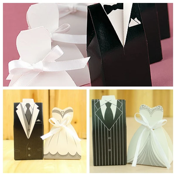 

(200pcs/lot=100Pairs) Bridal shower Favor candy box of Bride and Groom Gift box For wedding souvenirs box and Party box gift