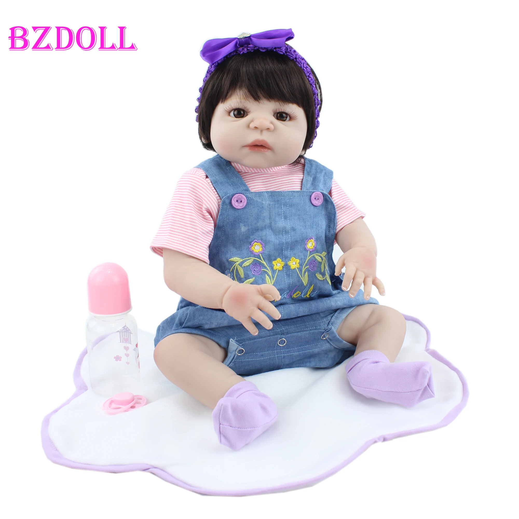 

55cm Full Soft Silicone Reborn Girl Doll Toy Lifelike Vinyl Newborn Alive Babies Bebe Boneca Child Dress Up Gift Dolls