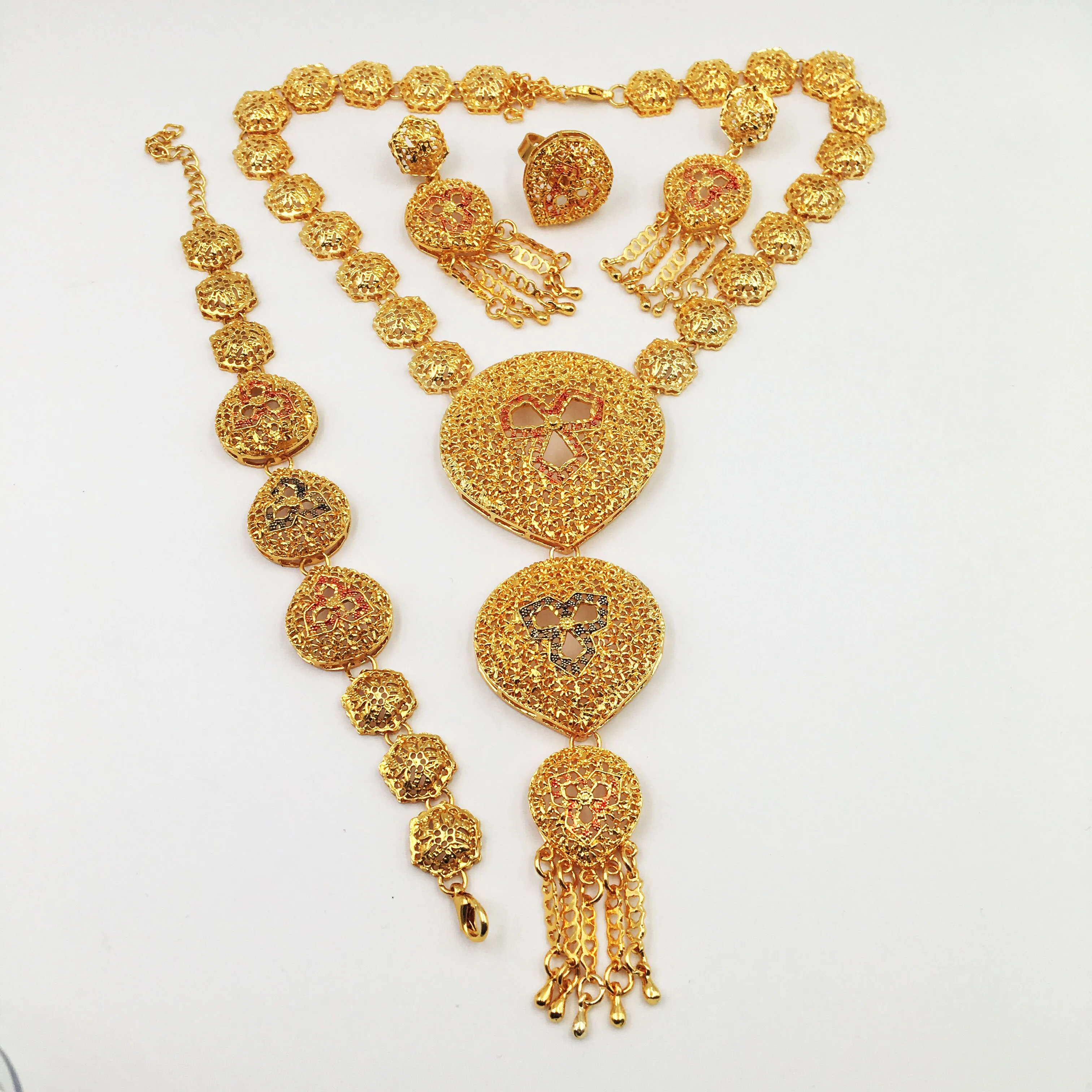 sets bridal wedding party shiny zircon necklace bangle earring