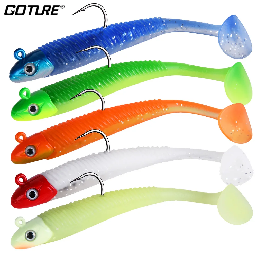 Goture 5pcs/set Soft Fishing Lure Jig Head + PVC Tail Silicone Artificial Bait Wobblers for Carp Shad Pike Fishing Accessories
Goture 5pcs/set Soft Fishing Lure Jig Head + PVC Tail Silicone Artificial Bait Wobblers for Carp Shad Pike Fishing Accessories
