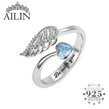 AILIN 925 Sterling Silver Angel Wing Rings Women Personalised Birthstone Engraved Wedding Ring Custom Jewelry Girlfriend Gifts
AILIN 925 Sterling Silver Angel Wing Rings Women Personalised Birthstone Engraved Wedding Ring Custom Jewelry Girlfriend Gifts