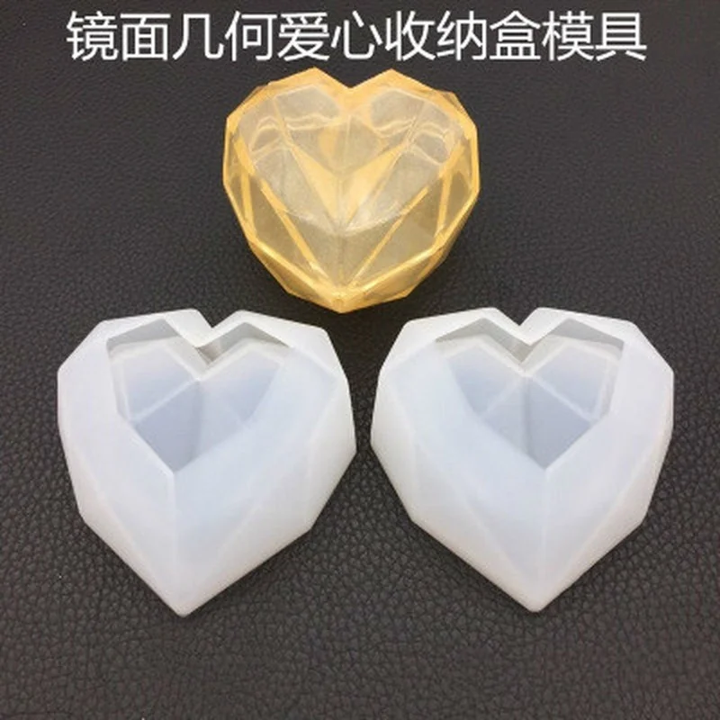 Heart Design Box Mold Nordic Jewelry Keeper Concrete Container Silicone Mould 