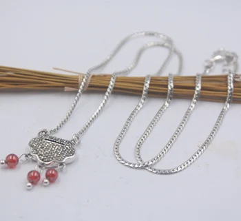 Real S925 Silver Necklace Women's Longevity Lock Zircon Garnet Ball Link 17.7''L New Gift
Real S925 Silver Necklace Women's Longevity Lock Zircon Garnet Ball Link 17.7''L New Gift