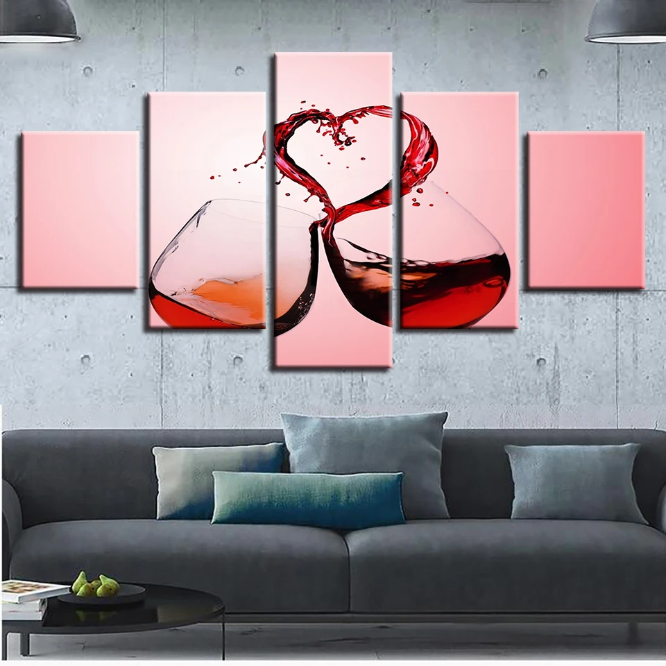 Embelish 5 Panels Modern Home Decor Modular Pictures Red Wine Heart Glasses Kitchen Decor Living Room Wall Posters Paintings
Embelish 5 Panels Modern Home Decor Modular Pictures Red Wine Heart Glasses Kitchen Decor Living Room Wall Posters Paintings