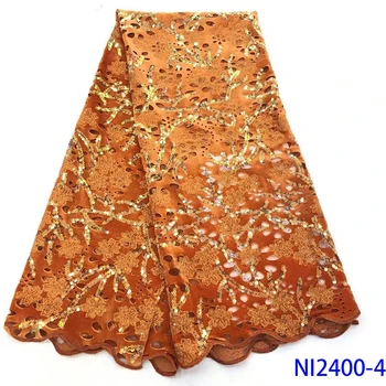 Orange Color Sequence Lace Fabrics Latest African Velvet Lace Fabric Best Quality Nigerian Tulle Mesh Lace for Sewing
Orange Color Sequence Lace Fabrics Latest African Velvet Lace Fabric Best Quality Nigerian Tulle Mesh Lace for Sewing