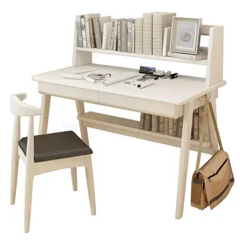 Wood White Desk Japanese Desk Children's Desktop Computer Desk With Bookshelf At Home
Wood White Desk Japanese Desk Children's Desktop Computer Desk With Bookshelf At Home