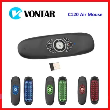C120 Air Mouse 2.4GHz Wireless Fly Russian English c120 Rechargeable Keyboard gyroscope remote controller For android TV BOX