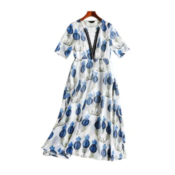 Women's Clothing Dresses 2020 Spring Summer New Casual V Neck Short Sleeve Plus Size Chiffon Floral Printed Dress 
Women's Clothing Dresses 2020 Spring Summer New Casual V Neck Short Sleeve Plus Size Chiffon Floral Printed Dress