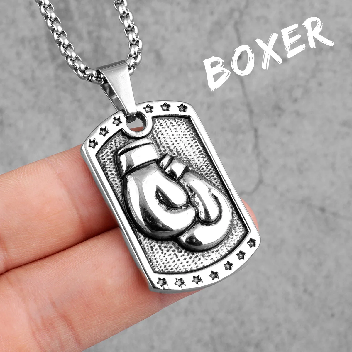 Pocket king VOX】Gold Tag Boxing Gloves Boxer Necklaces Pendants