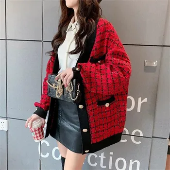 Fannic Women Sweater Jacket Oversized Knitted Cardigans Loose Plaid Jumpers Korean Clothing Robe Long Coat Sueter Feminino
Fannic Women Sweater Jacket Oversized Knitted Cardigans Loose Plaid Jumpers Korean Clothing Robe Long Coat Sueter Feminino