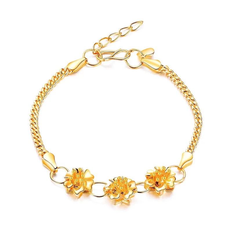 Fashion Copper Plated Gold Bracelet Daisy Sunflower Charm Flower Best Gifts for Women and Girls Wedding Jewelry | Украшения и