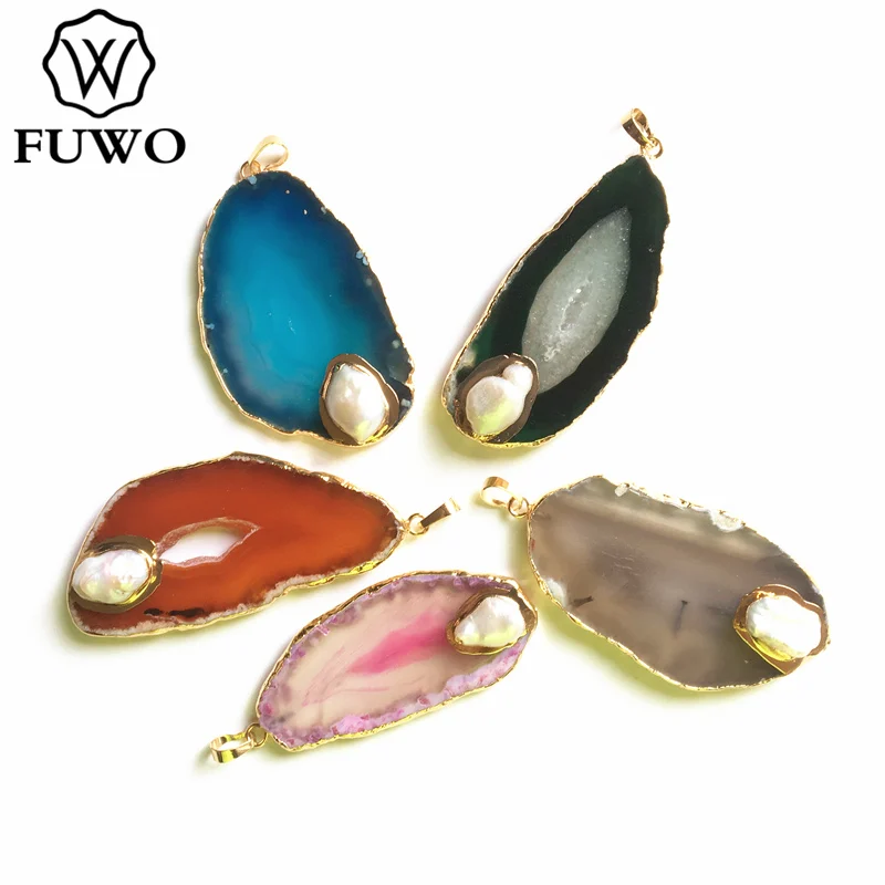 FUWO Natural Agates Slice Pearl Charm Pendant With Gold Trimmed Irregular Shape Onyx Quartz Pendant For Necklace Making PD258
FUWO Natural Agates Slice Pearl Charm Pendant With Gold Trimmed Irregular Shape Onyx Quartz Pendant For Necklace Making PD258