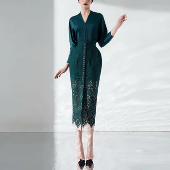 High-Quality Acetate Fabric Stitching Sexy Lace V-Neck Long Sleeve Beading Elegant Temperament Party Spring And SummerBlue Dress
High-Quality Acetate Fabric Stitching Sexy Lace V-Neck Long Sleeve Beading Elegant Temperament Party Spring And SummerBlue Dress