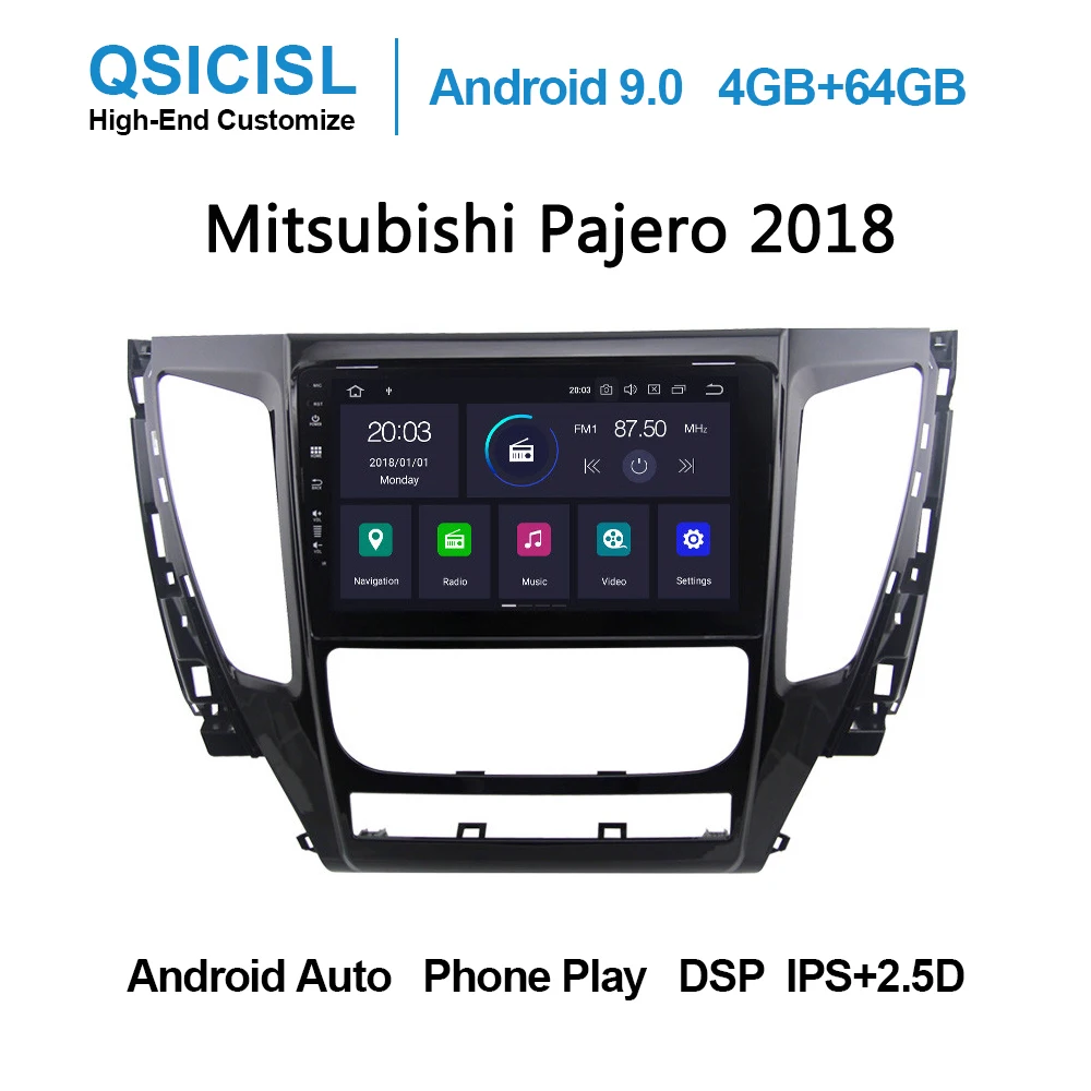 Android 9.0 IPS 2.5D 9" car dvd multimedia player for Mitsubishi Pajero 2018 head unit radio multimedia stereo 4GB+64GB SWC
Android 9.0 IPS 2.5D 9" car dvd multimedia player for Mitsubishi Pajero 2018 head unit radio multimedia stereo 4GB+64GB SWC