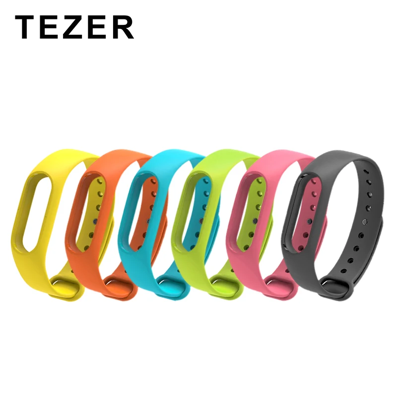 Ремешок силиконовый TEZER для Xiaomi 2 сменный Браслет наручных часов Mi band разные