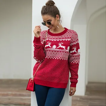 Women Christmas Sweater Snow and Dear Jumper Autumn Winter Vintage Pullover 2019 New Arrival
Women Christmas Sweater Snow and Dear Jumper Autumn Winter Vintage Pullover 2019 New Arrival