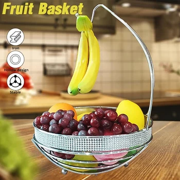 Creative Wrought Iron Fruit Basket Banana Hook Metal Wire Basket with Craft Flashing Diamond Post
Creative Wrought Iron Fruit Basket Banana Hook Metal Wire Basket with Craft Flashing Diamond Post