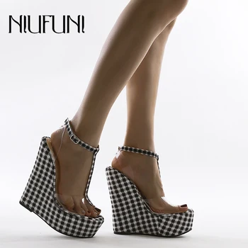 Peep Toe Transparent Plaid T-strap Women Sandals Gladiator Platform Wedge High Heels Buckle Plus Size 35-42 Rome Shoes For Women
Peep Toe Transparent Plaid T-strap Women Sandals Gladiator Platform Wedge High Heels Buckle Plus Size 35-42 Rome Shoes For Women