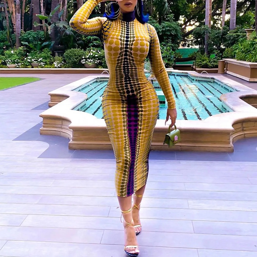 Fadzeco Women Club Party Bodycon Dress Autumn Winter Vintage Colorful Polka Dot Print Long Sleeve Stand Neck Maxi Dress
Fadzeco Women Club Party Bodycon Dress Autumn Winter Vintage Colorful Polka Dot Print Long Sleeve Stand Neck Maxi Dress