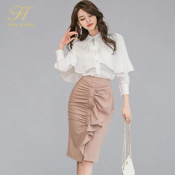 H Han Queen 2 Pieces Set Women Spring Summer Cloak Contour Chiffon Blouses And Ruffles High Waist Sheath Pencil Bodycon Skirts
H Han Queen 2 Pieces Set Women Spring Summer Cloak Contour Chiffon Blouses And Ruffles High Waist Sheath Pencil Bodycon Skirts
