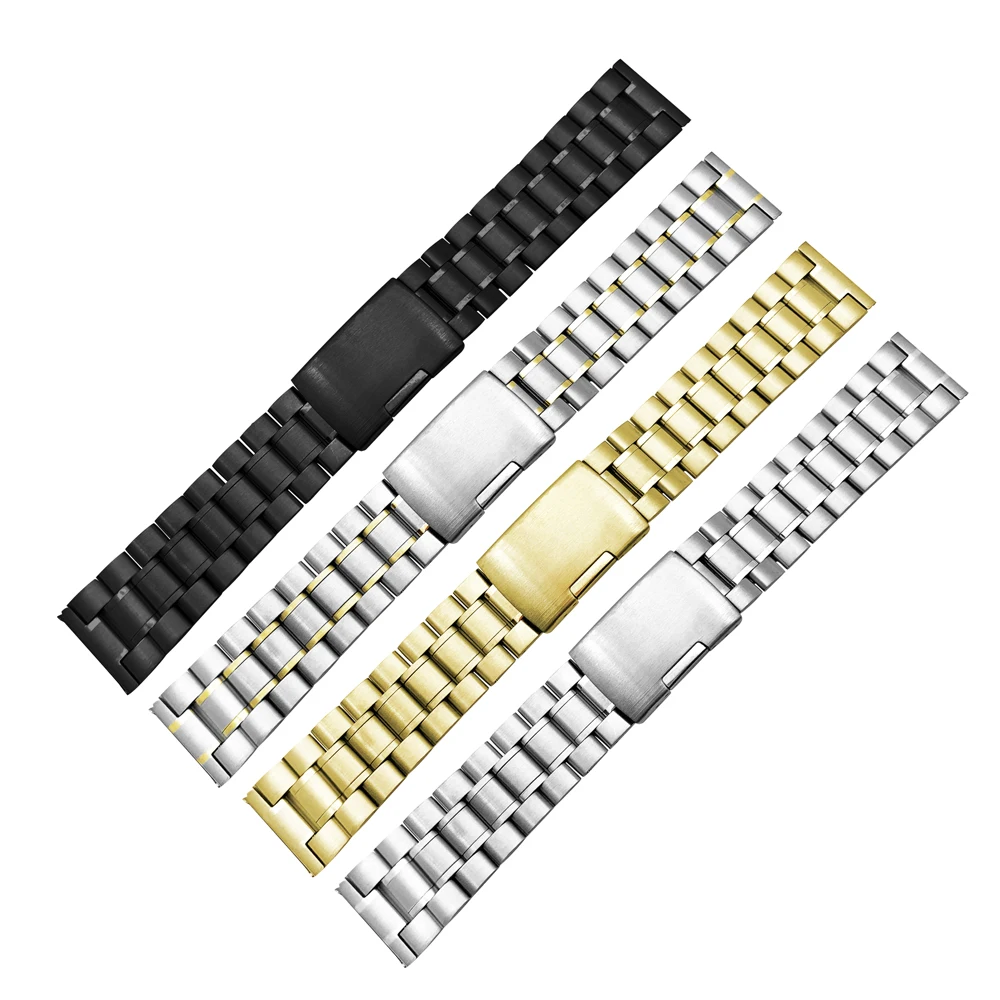 

Stainless Steel Strap 14mm 16mm 18mm 19mm 20mm 21mm 22mm 24mm 26mm Metal Watch Band Link Bracelet Watchband Black Silver Gold