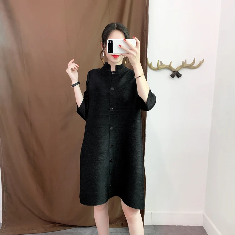 Issey Medium-length Pleated Trench New Autumn Single Breasted Coat Solid Color Plus Size Three-quarter Sleeves Women Trench
Issey Medium-length Pleated Trench New Autumn Single Breasted Coat Solid Color Plus Size Three-quarter Sleeves Women Trench