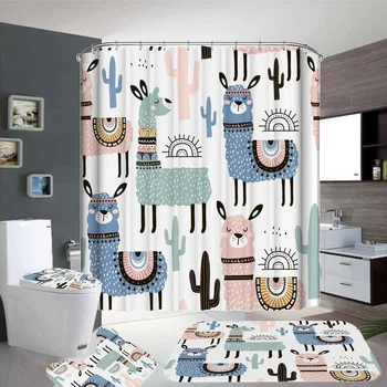 3pcs Bathroom Rug Set Cartoon Animal Alpaca Waterproof Polyester Bath Shower Curtain Non-slip Bath Mat Kitchen Toilet Cover 
3pcs Bathroom Rug Set Cartoon Animal Alpaca Waterproof Polyester Bath Shower Curtain Non-slip Bath Mat Kitchen Toilet Cover