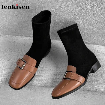 Lenkisen mixed colors cow leather flock socks boots square toe med heels fashion keep warm winter women mid-calf boots new L20
Lenkisen mixed colors cow leather flock socks boots square toe med heels fashion keep warm winter women mid-calf boots new L20