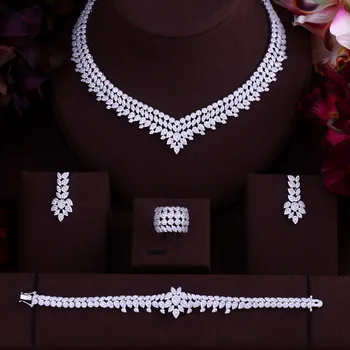 Luxury Women Jewels Elegant Shape Bridal CZ full necklace earrings bracelet ring 4pcs Big Wedding Jewelry Sets For Bride
Luxury Women Jewels Elegant Shape Bridal CZ full necklace earrings bracelet ring 4pcs Big Wedding Jewelry Sets For Bride