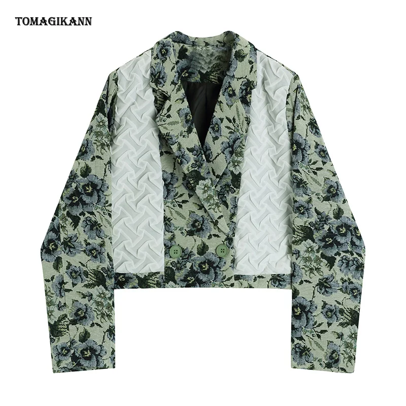 Vintage Women's Blazer Jacquard Double Breasted Notched Collar Long Sleeve Short Suit Jacket Coat Fashion Cute Lady Clothing
Vintage Women's Blazer Jacquard Double Breasted Notched Collar Long Sleeve Short Suit Jacket Coat Fashion Cute Lady Clothing