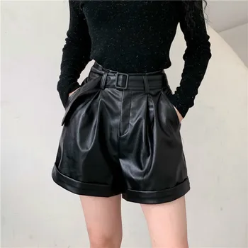 Vintage Pu Leather Woman Shorts High Waist Fashion Pocket Loose Short Autumn Winter Female Wide Legs Shorts
Vintage Pu Leather Woman Shorts High Waist Fashion Pocket Loose Short Autumn Winter Female Wide Legs Shorts