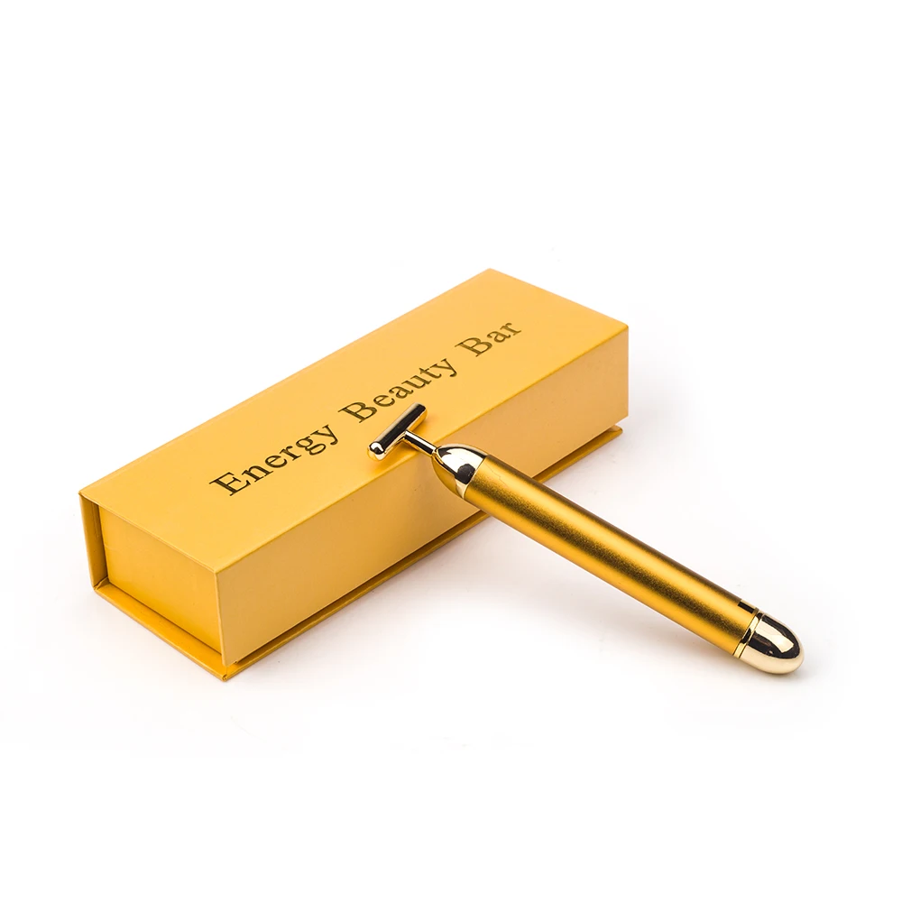 Электрическая Вибрирующая палочка для массажа лица с коробкой 24 К золота |