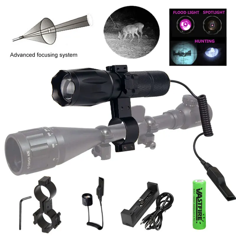IR-A100 7W 940nm Night Vision Hunting Weapon Light Infrared Zoomable IR Flashlight+18650+Charger+Switch+Rifle Scope Mount+Case
IR-A100 7W 940nm Night Vision Hunting Weapon Light Infrared Zoomable IR Flashlight+18650+Charger+Switch+Rifle Scope Mount+Case