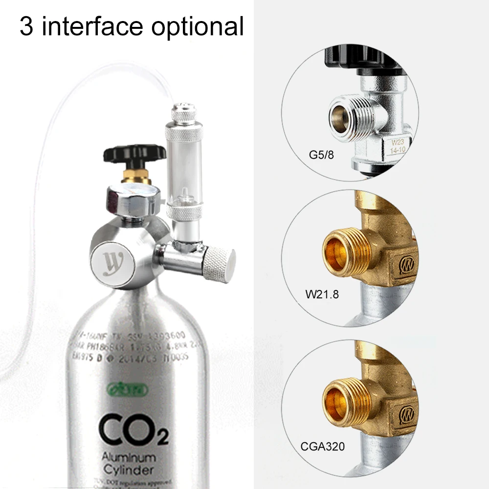 DIY CO2 Fish Tank Aquarium CO2 Regulator with Bubble Counter & Check Valve for CO2 Aluminun Cylinder G5/8 CGA320 W21.8 Interface
DIY CO2 Fish Tank Aquarium CO2 Regulator with Bubble Counter & Check Valve for CO2 Aluminun Cylinder G5/8 CGA320 W21.8 Interface